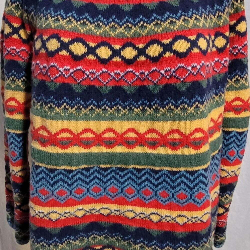 HANDKNIT COZY STRIPED LONG-SLEEVE SWEATER JUMPER L XL - Picture 8 of 8